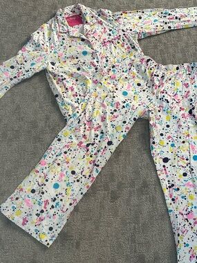 Y2K Victoria’s Secret Paint Splatter PJ Set Button Down, Wide Leg, Large NWOT